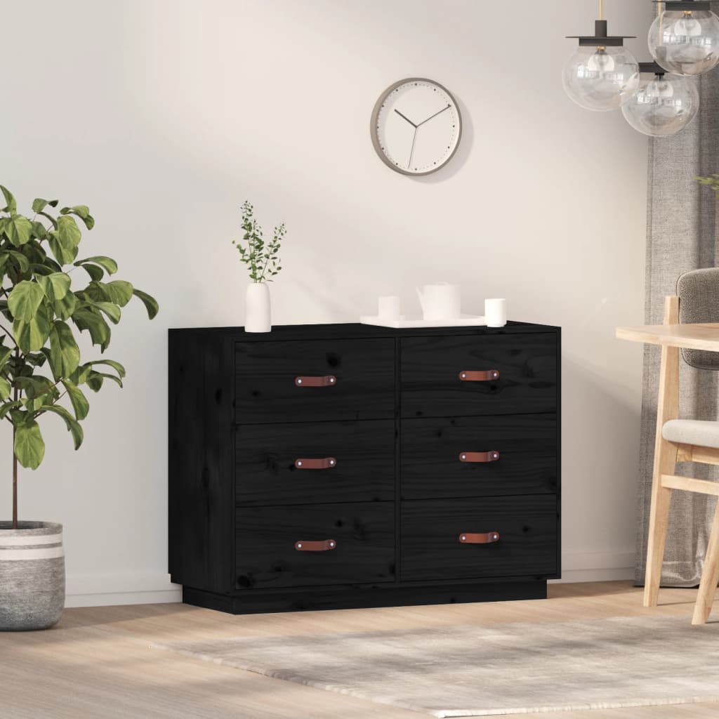 vidaXL Buffet Noir 100x40x75 cm Bois massif de pin