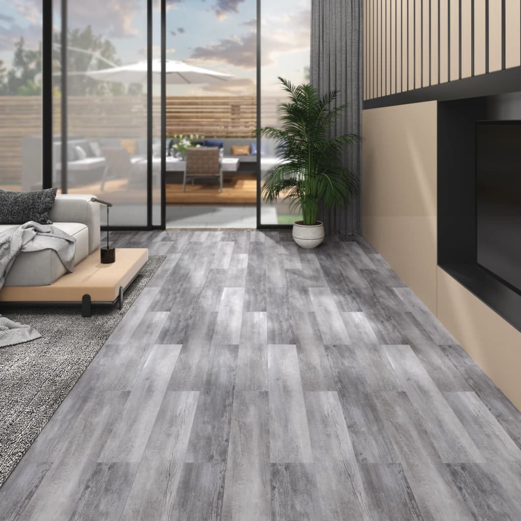 vidaXL Dalles de plancher PVC 5,02 m² 2 mm autoadhésif gris bois mat