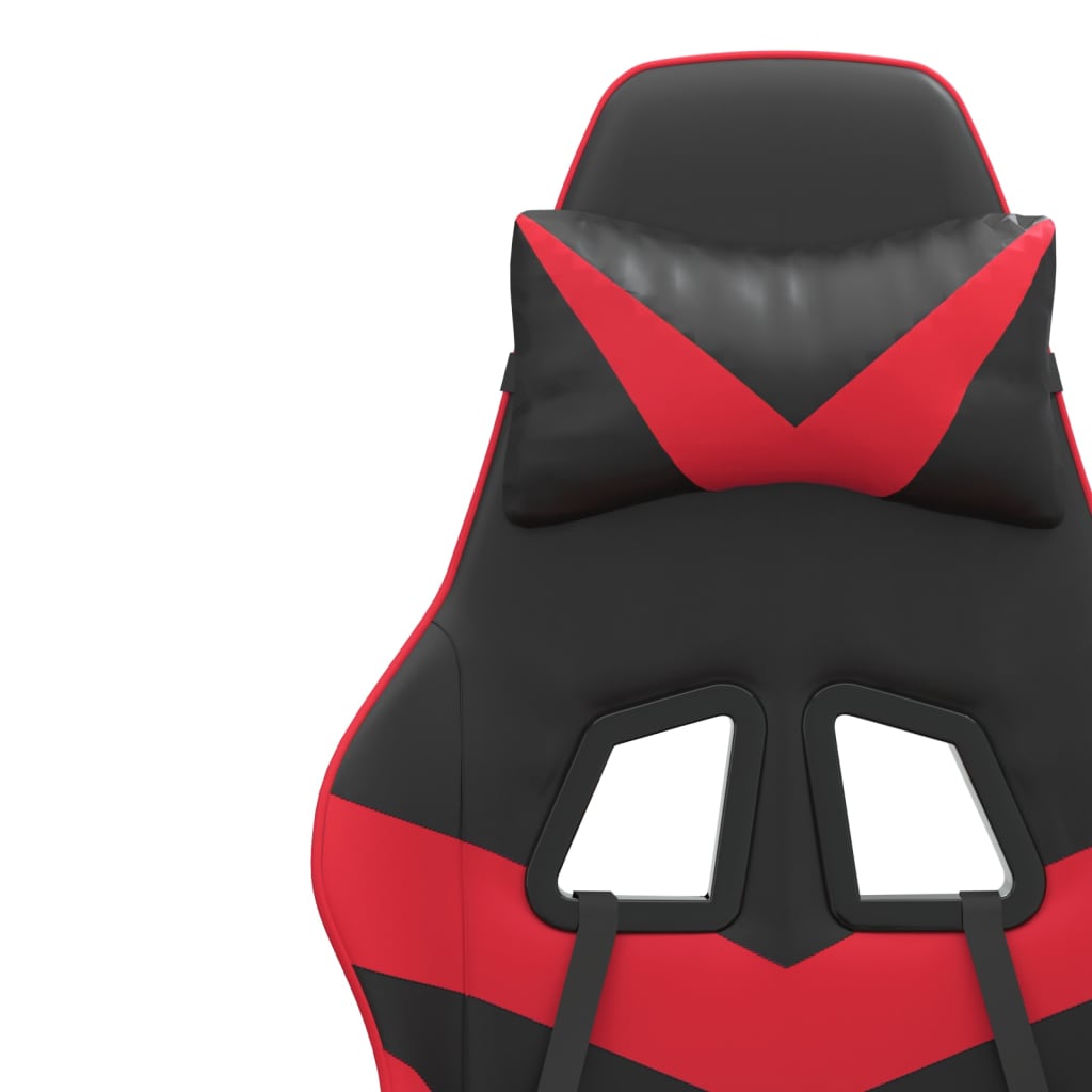 vidaXL Chaise de jeu pivotante et repose-pied Noir et rouge Similicuir