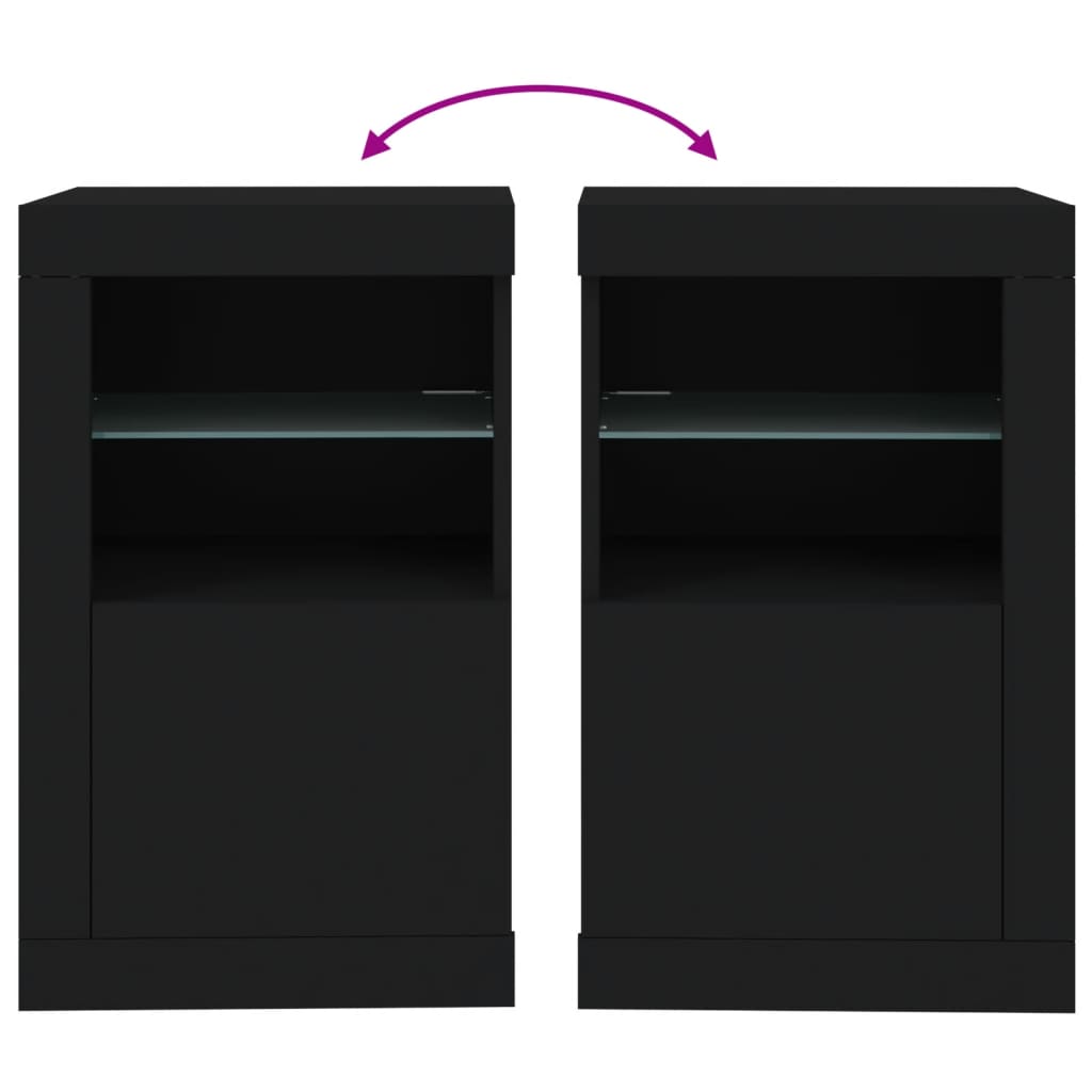 vidaXL Armoire latérale avec lumières LED noir bois d'ingénierie