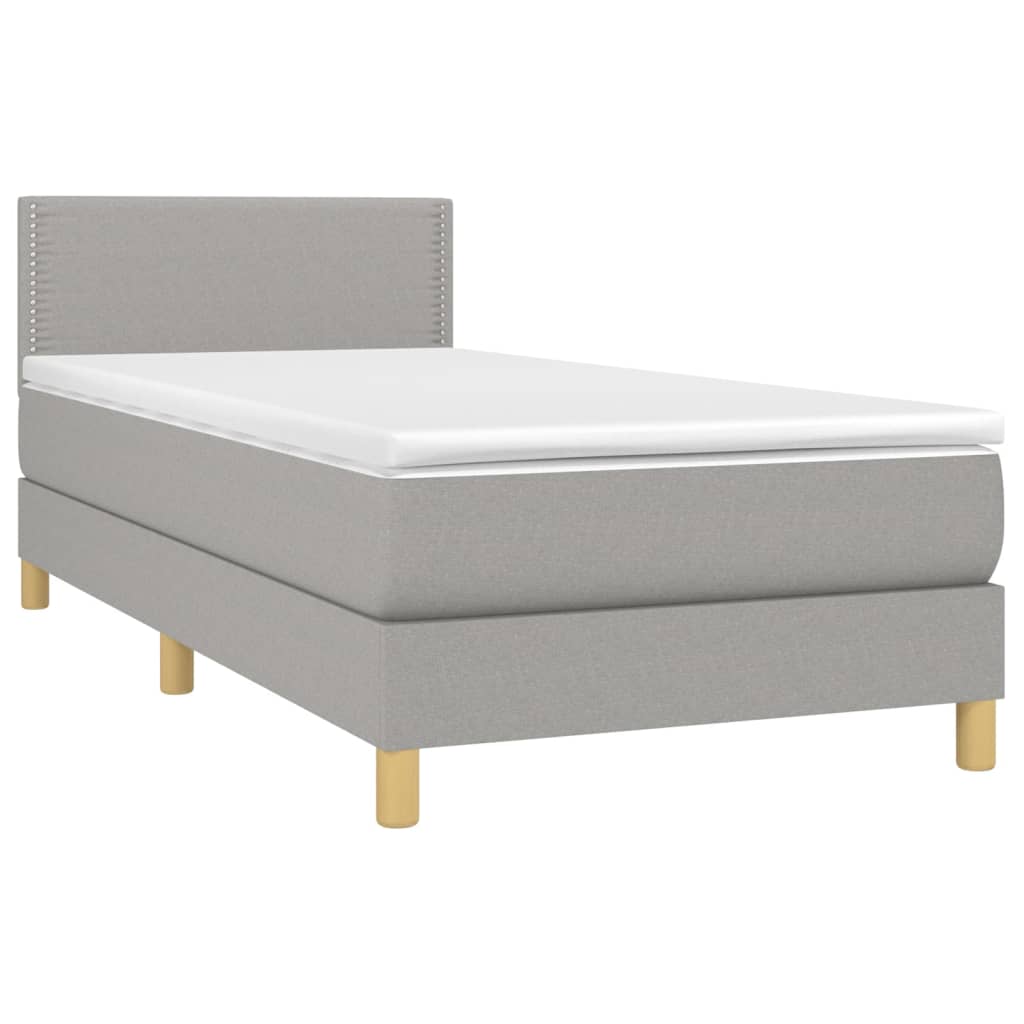 vidaXL Sommier à lattes de lit avec matelas et LED Gris clair 90x190cm