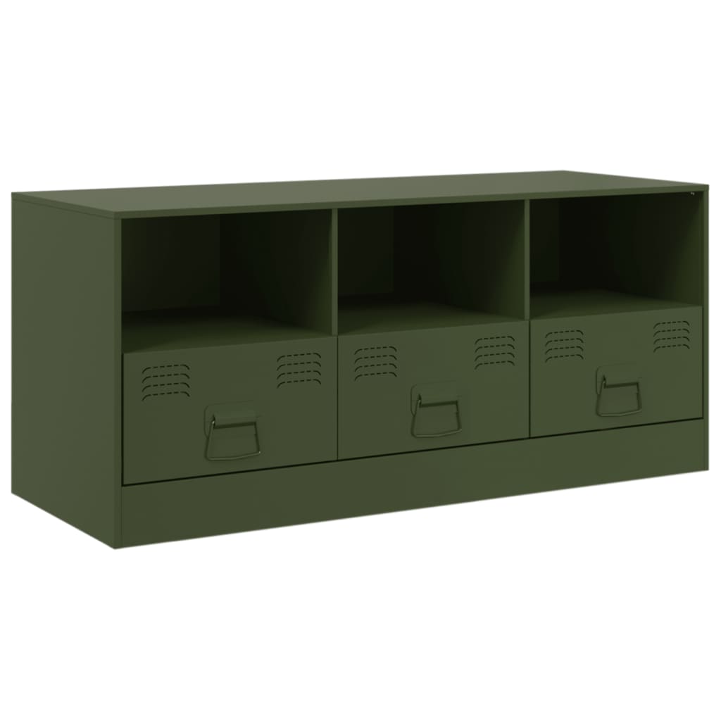 vidaXL Meuble TV vert olive 99x39x44 cm acier