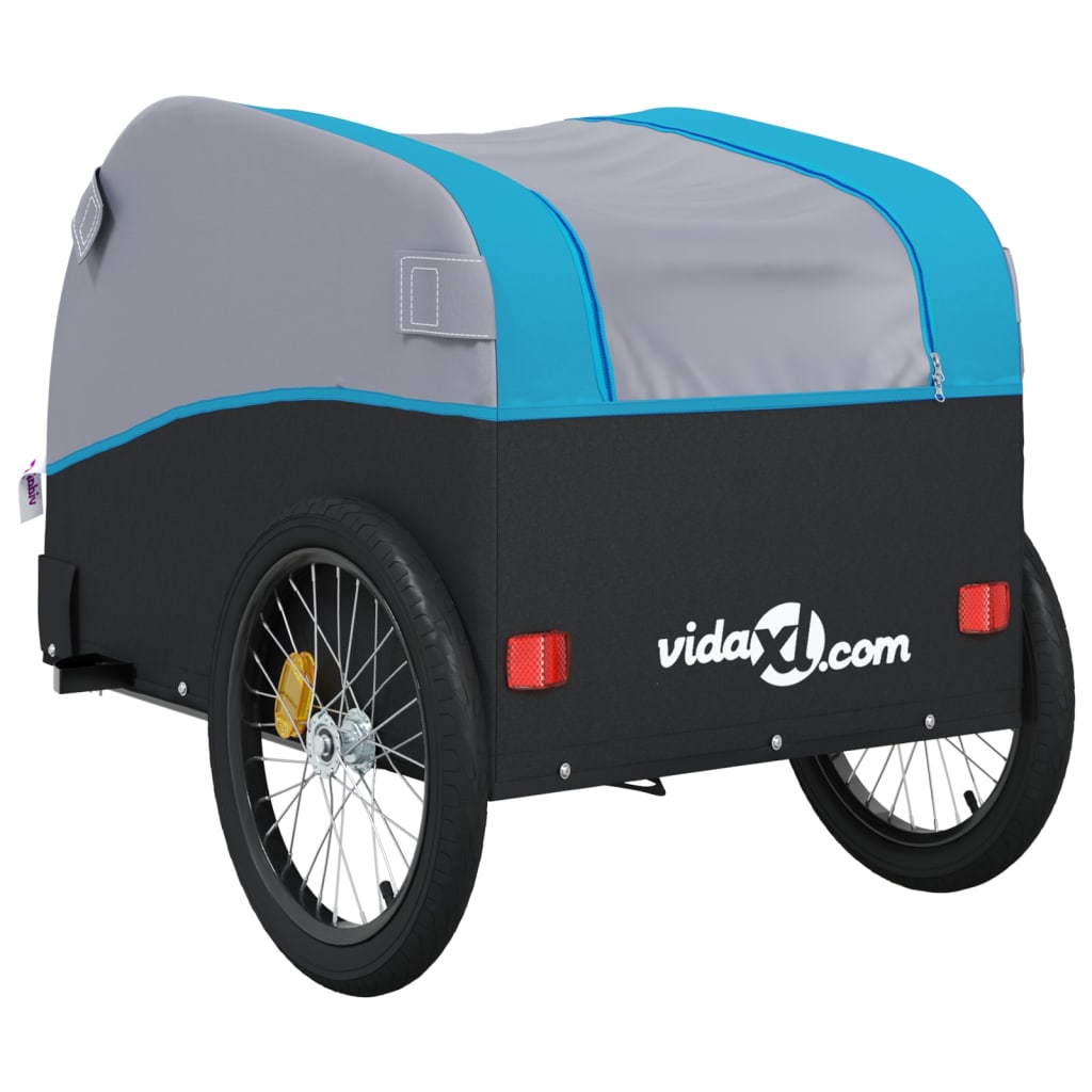 vidaXL Remorque pour vélo noir et bleu 45 kg fer