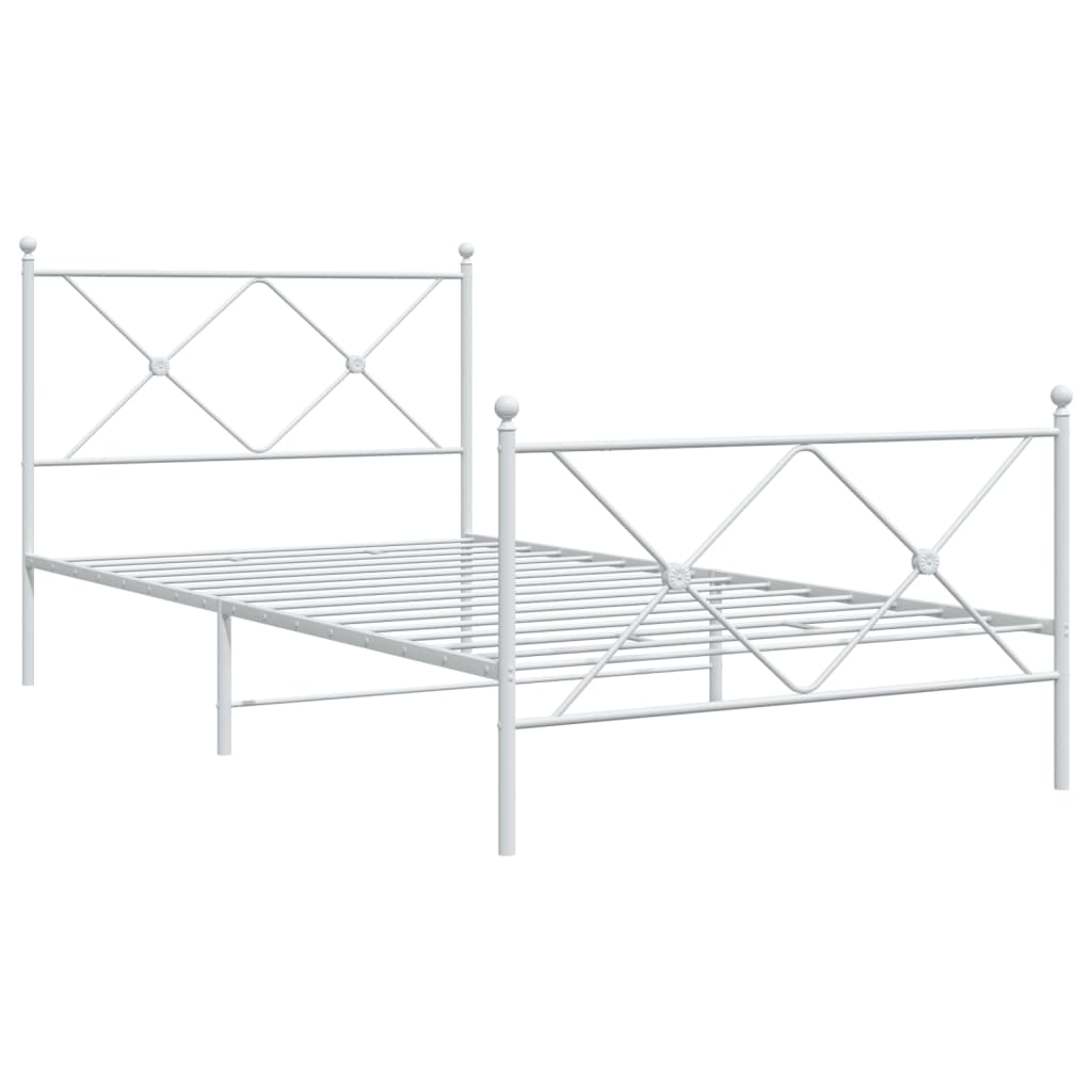 vidaXL Cadre de lit métal sans matelas et pied de lit blanc 100x200 cm