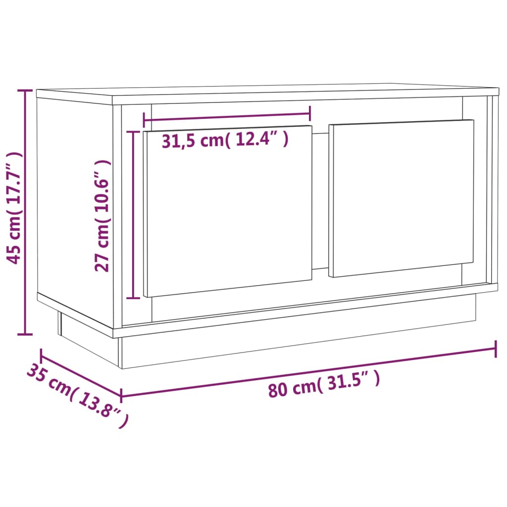 vidaXL Meuble TV sonoma gris 80x35x45 cm bois d'ingénierie