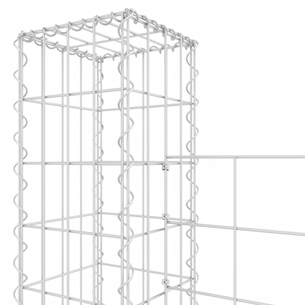 vidaXL Panier de gabion en forme de U avec 7 poteaux Fer 740x20x200 cm