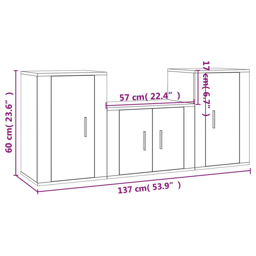 vidaXL Ensemble de meubles TV 3 pcs Blanc brillant Bois d'ingénierie