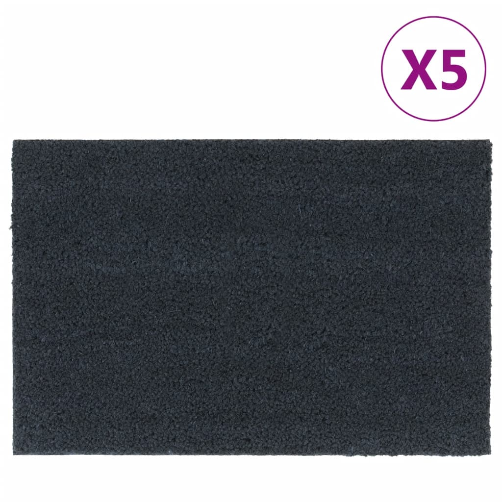 vidaXL Tapis de porte 5 pcs gris foncé 40x60 cm fibre de coco touffeté