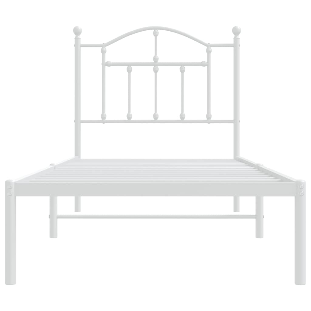 vidaXL Cadre de lit métal sans matelas avec tête de lit blanc 90x190cm