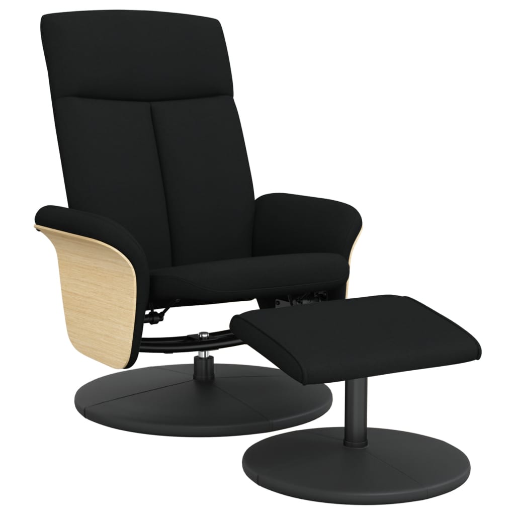 vidaXL Fauteuil inclinable avec repose-pied noir tissu