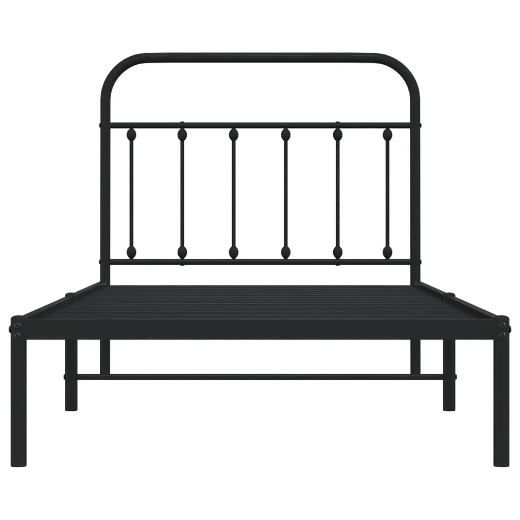 vidaXL Cadre de lit métal sans matelas avec tête de lit noir 100x190cm