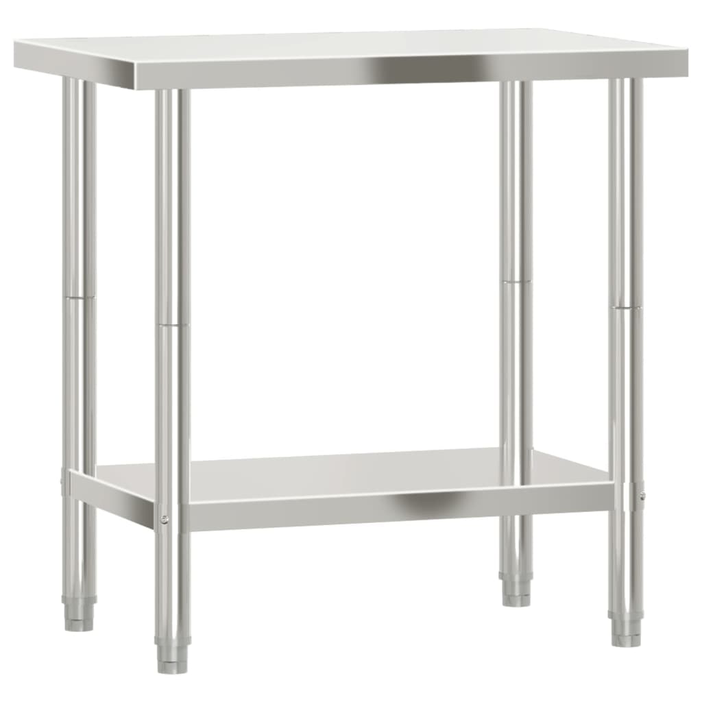 VidaXL Table De Travail De Cuisine INOX Avec Portes Coulissantes - Meuble Rangement Restaurant Avec Pieds Réglables