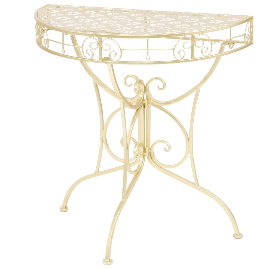 vidaXL Table d'appoint Vintage Demi-ronde Métal 72x36x74 cm Doré