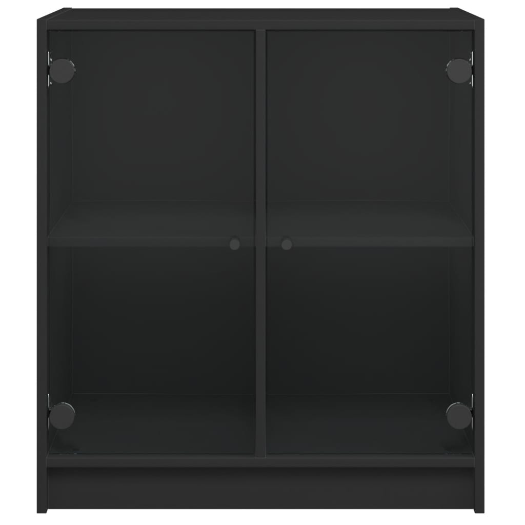 vidaXL Armoire latérale avec portes en verre noir 68x37x75,5 cm
