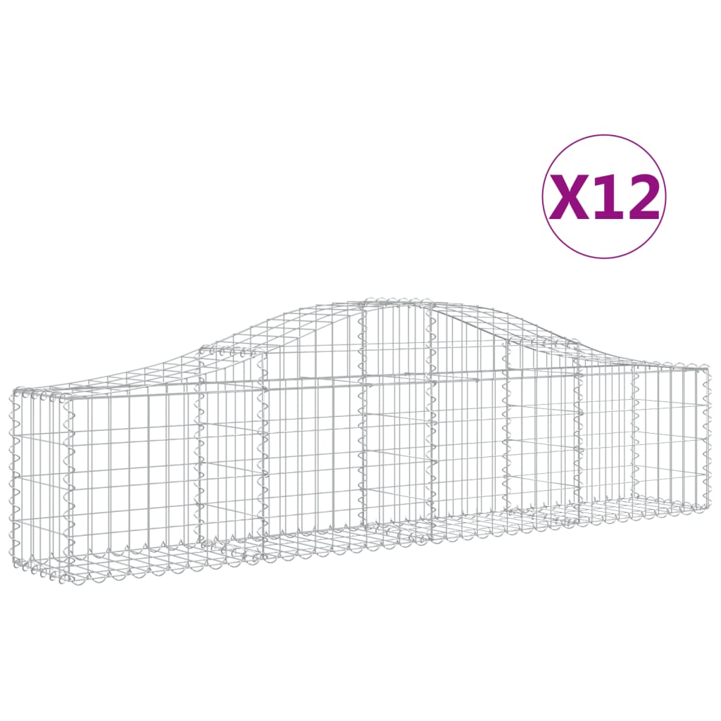 vidaXL Paniers à gabions arqués 12 pcs 200x30x40/60 cm Fer galvanisé