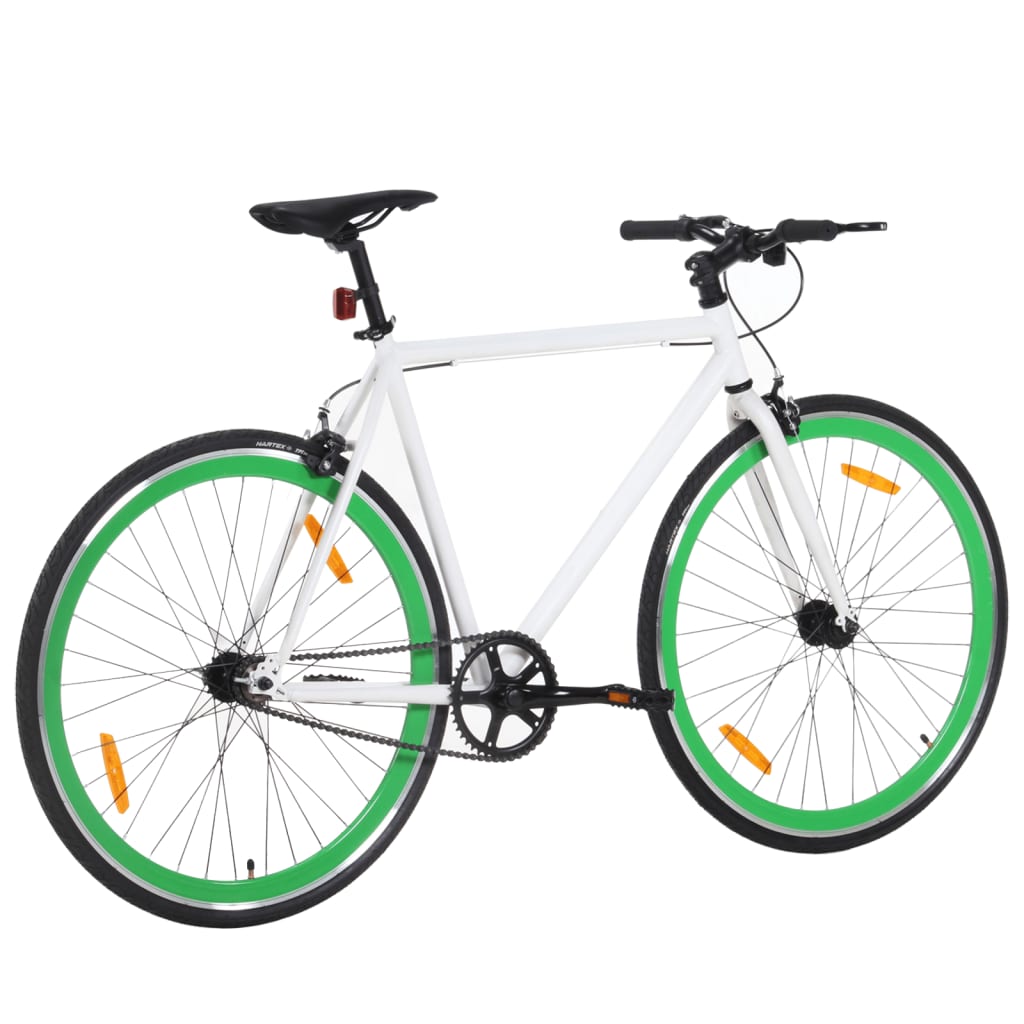 vidaXL Vélo à pignon fixe blanc et vert 700c 59 cm