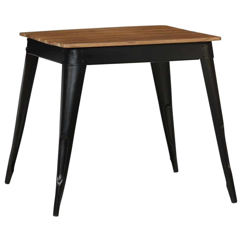 vidaXL Table à manger Bois d'acacia massif et acier 75x75x76 cm