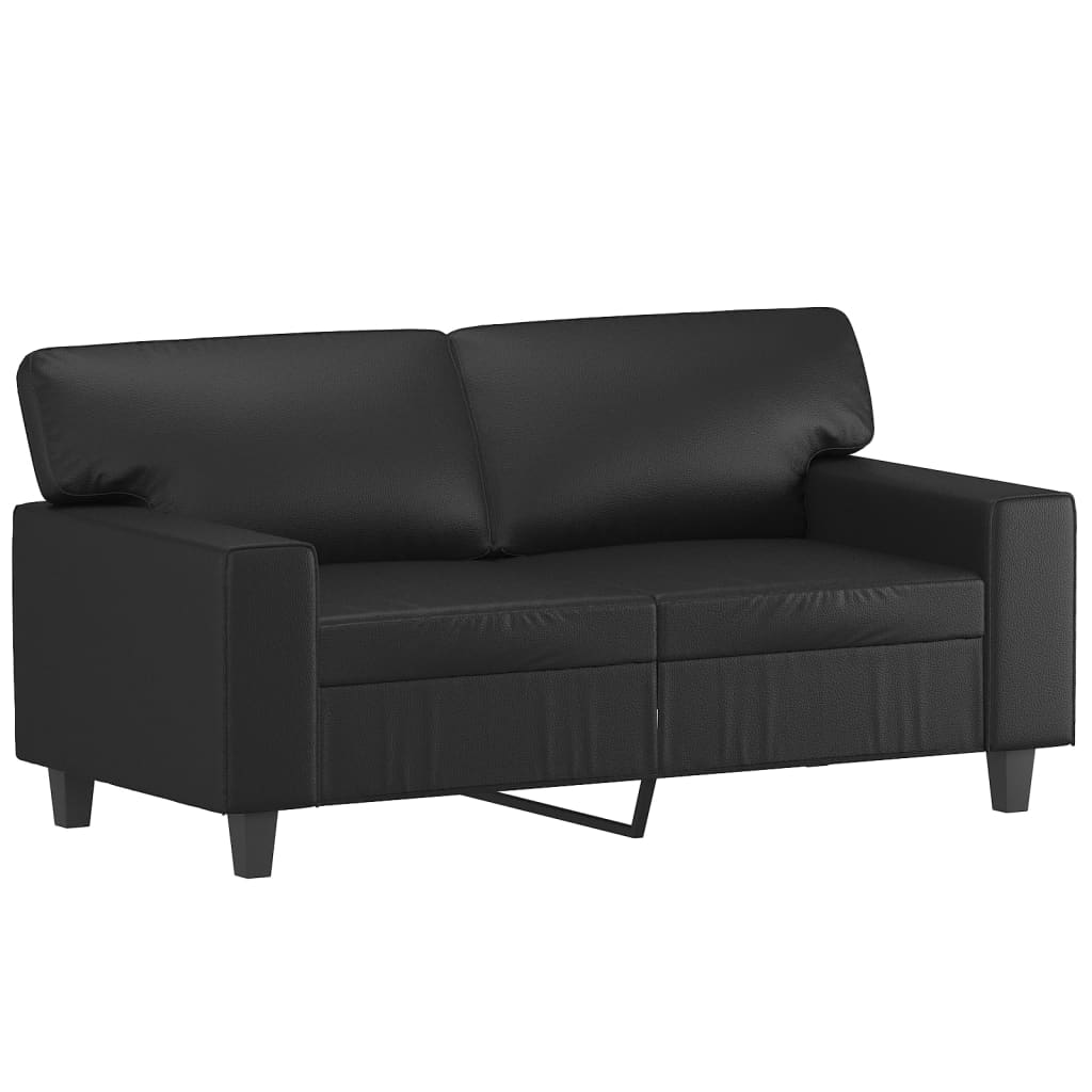 vidaXL Canapé 2 places avec oreillers décoratifs noir 120cm similicuir