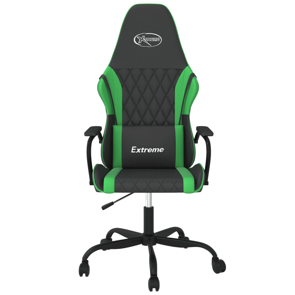 vidaXL Chaise de jeu de massage Noir et vert Similicuir