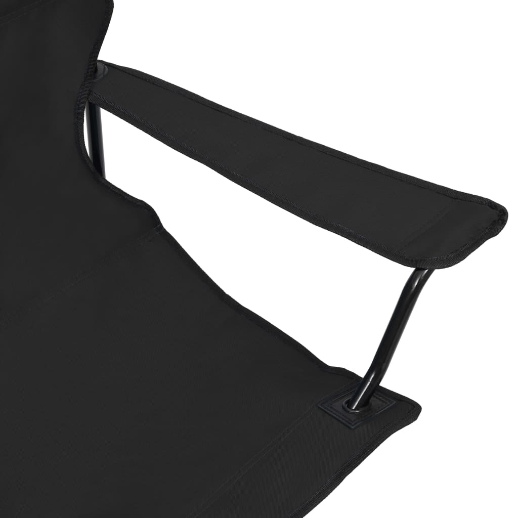 vidaXL Chaise de camping pliable à 2 places Acier et tissu Noir