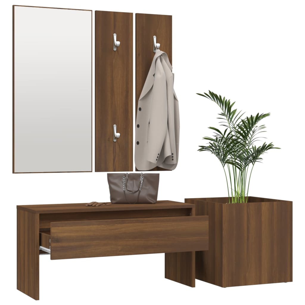 vidaXL Ensemble de meubles de couloir Chêne marron Bois d'ingénierie