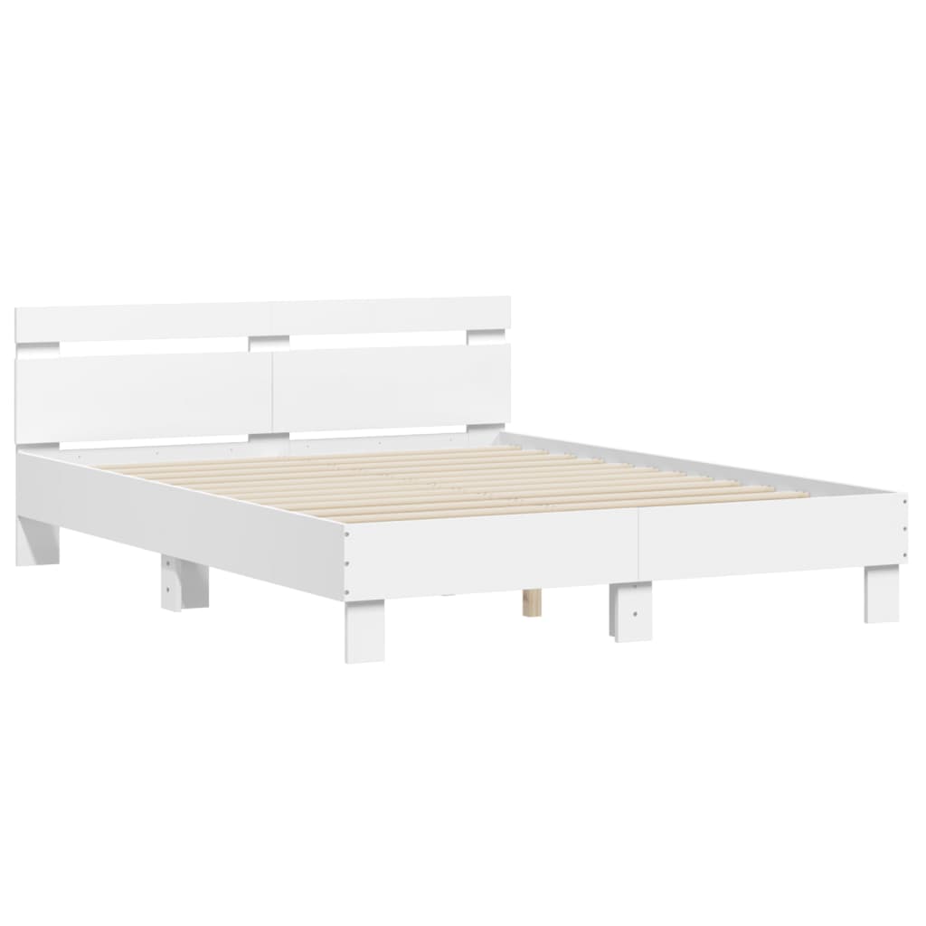 vidaXL Cadre de lit avec tête de lit blanc 150x200cm bois d'ingénierie