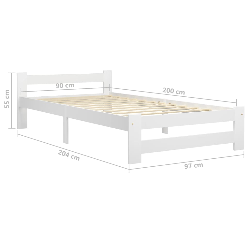 vidaXL Cadre de lit sans matelas blanc bois de pin massif 90x200 cm