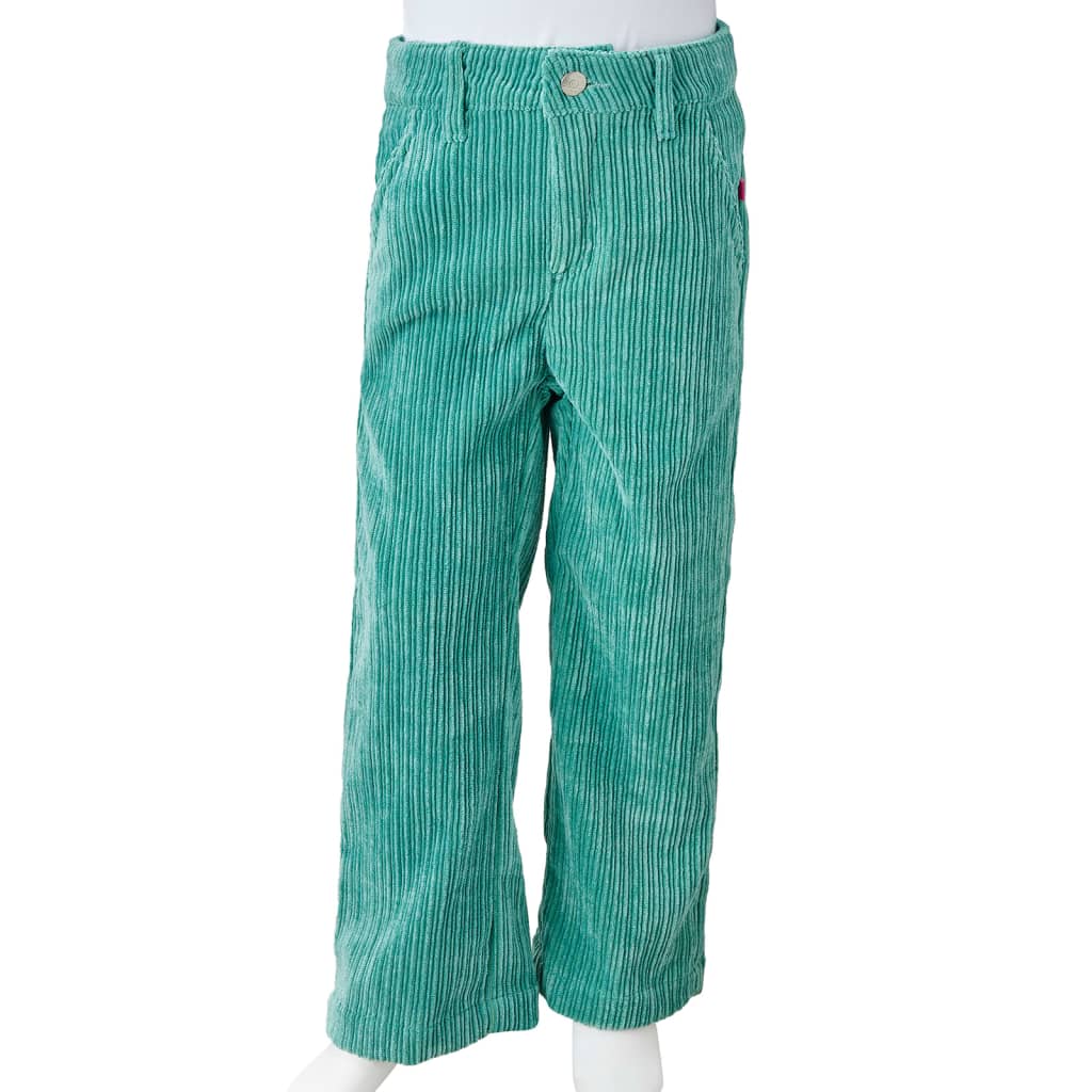 Pantalons pour enfants velours côtelé vert menthe 92
