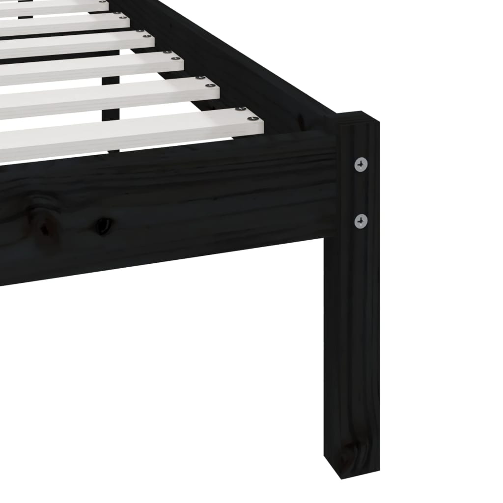 vidaXL Cadre de lit sans matelas noir 90x190 cm bois de pin massif