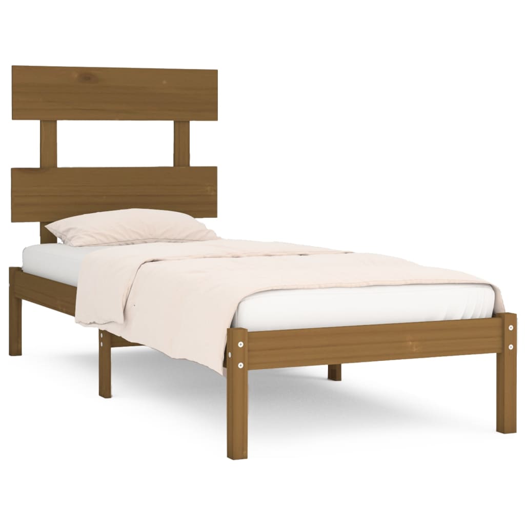 vidaXL Cadre de lit Marron miel Bois massif 75x190 cm Petit simple