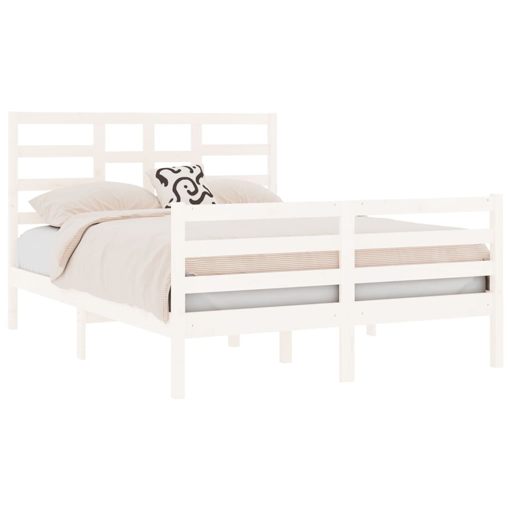 vidaXL Cadre de lit Blanc Bois massif 140x190 cm