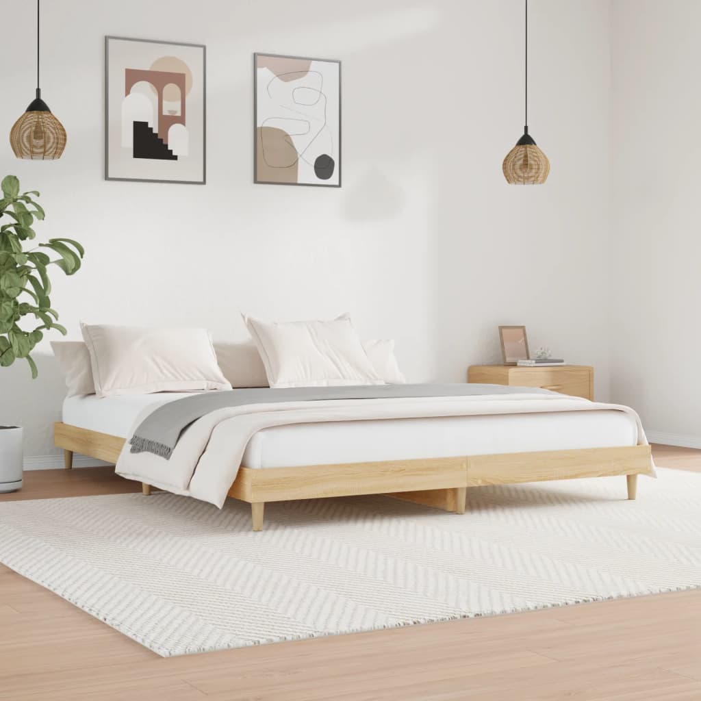 vidaXL Cadre de lit sans matelas chêne sonoma 200x200 cm