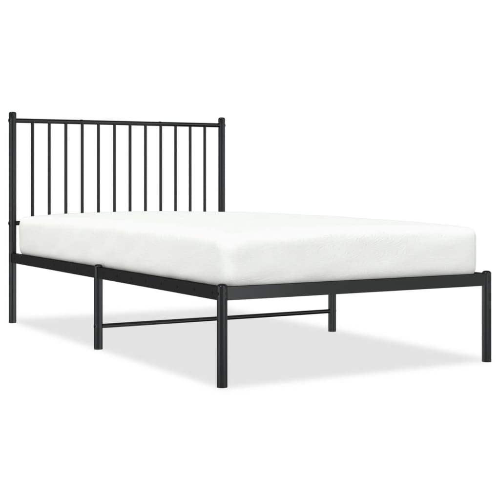 vidaXL Cadre de lit métal sans matelas avec tête de lit noir 100x190cm