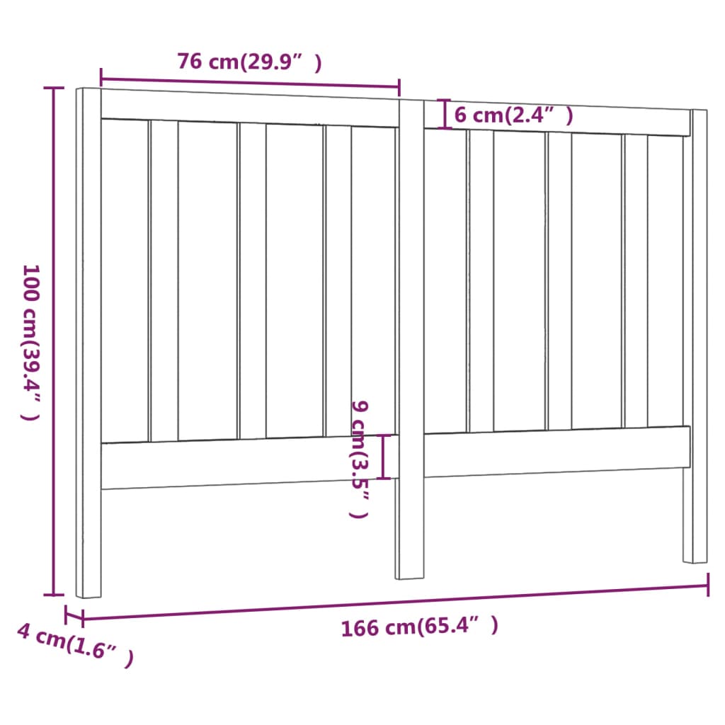 vidaXL Tête de lit Gris 166x4x100 cm Bois massif de pin