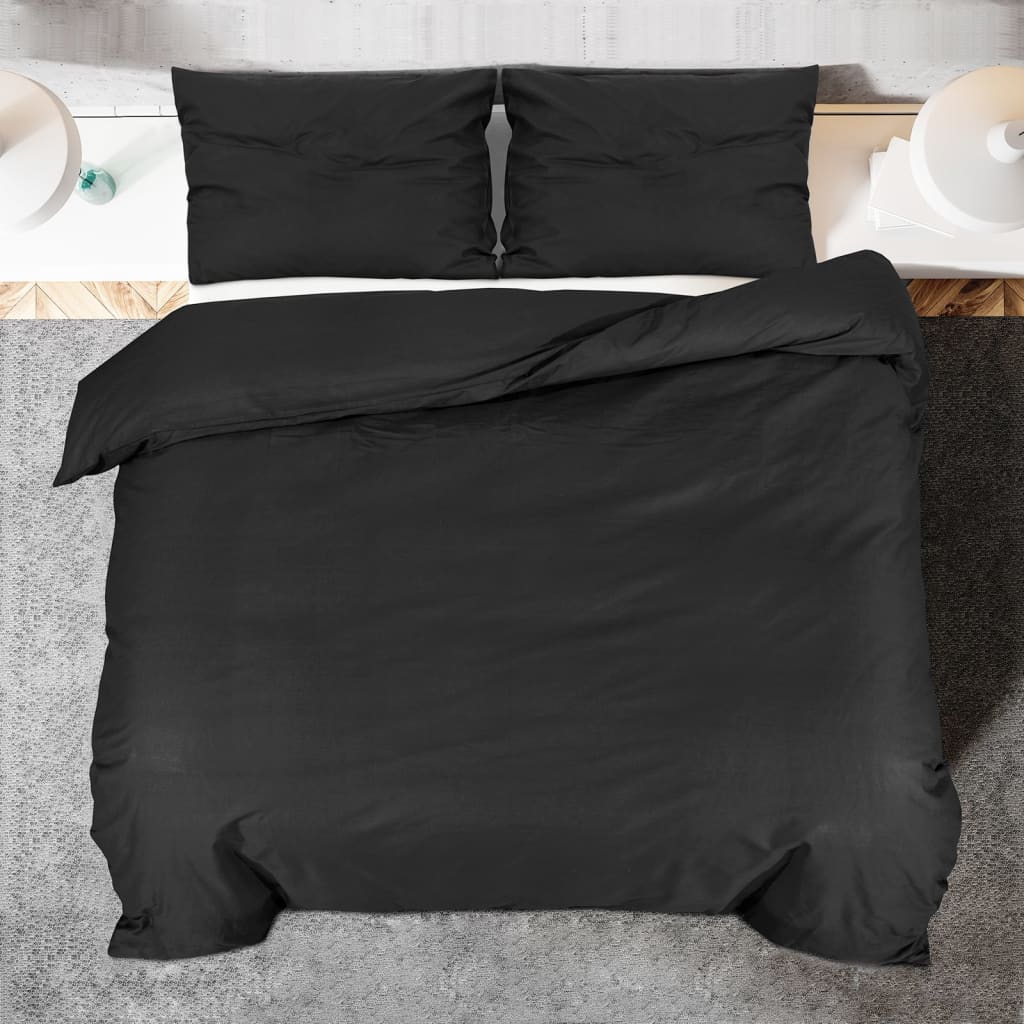 vidaXL Ensemble de housse de couette Noir 240x220 cm Coton