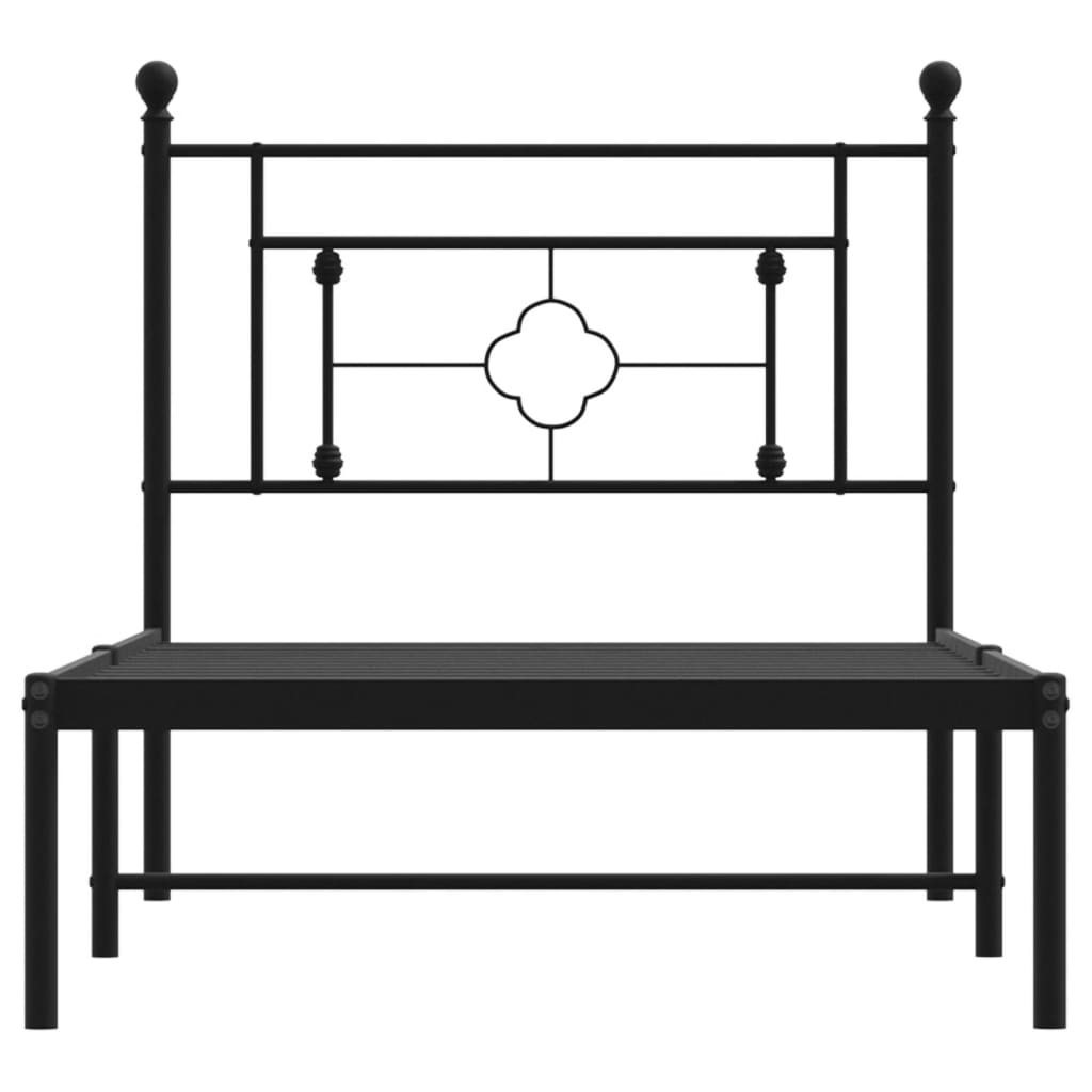 vidaXL Cadre de lit métal sans matelas avec tête de lit noir 90x190 cm