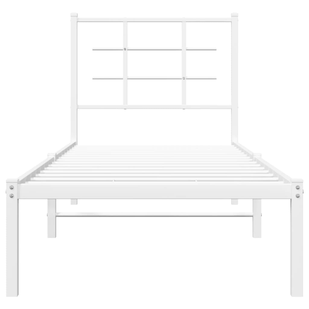 vidaXL Cadre de lit métal sans matelas avec tête de lit blanc 80x200cm