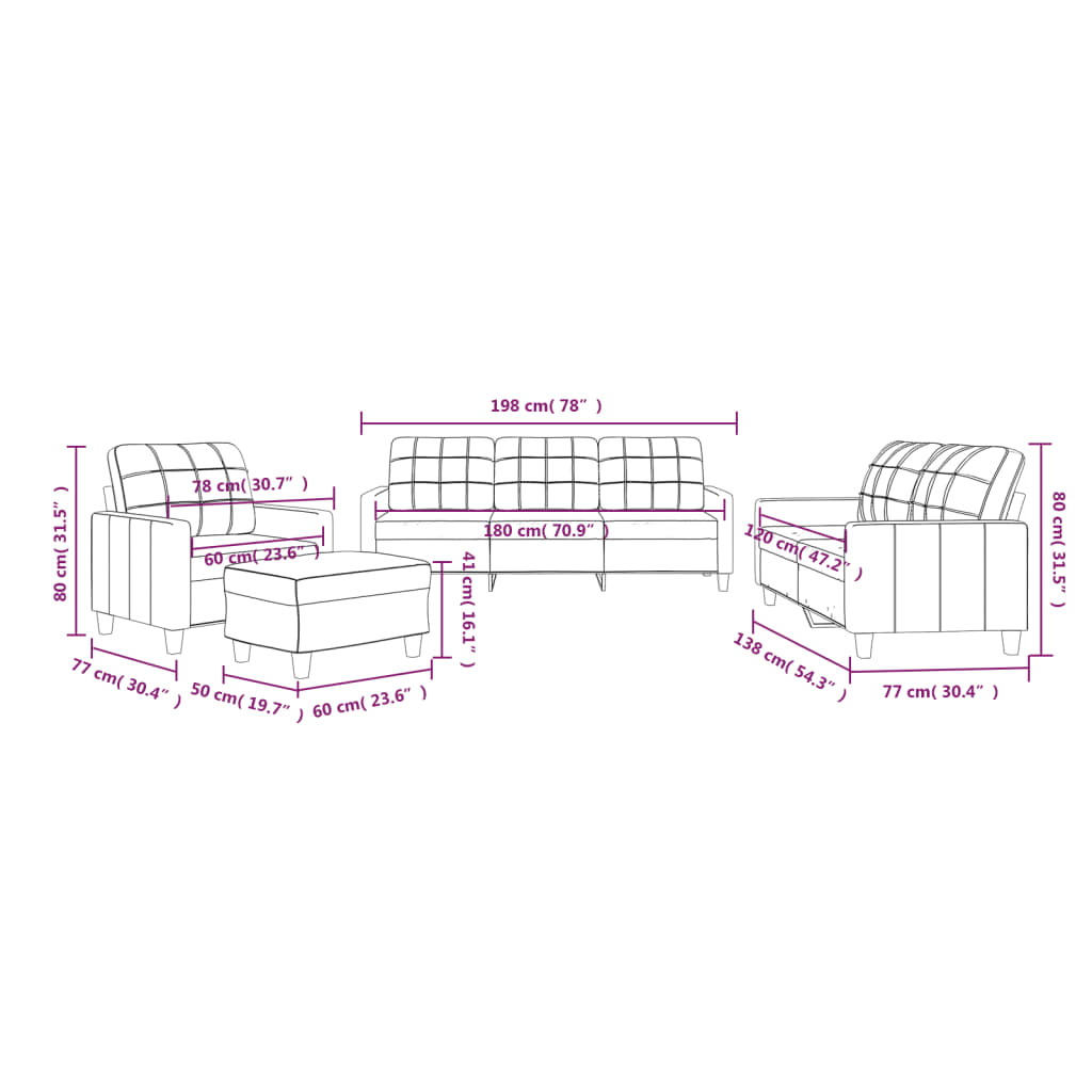 vidaXL Ensemble de canapés 4 pcs avec coussins Gris Similicuir