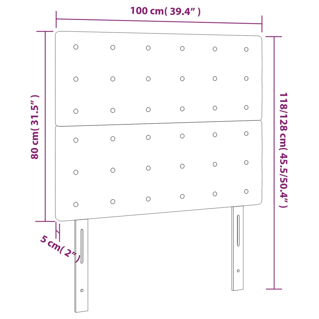 vidaXL Têtes de lit 2 pcs Vert foncé 100x5x78/88 cm Velours