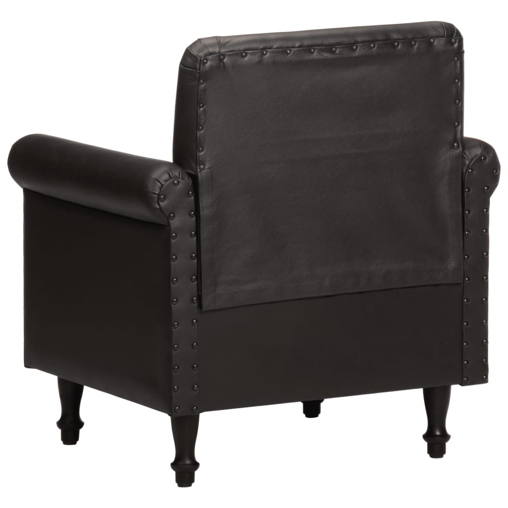 vidaXL Chaise cabriolet noir cuir véritable