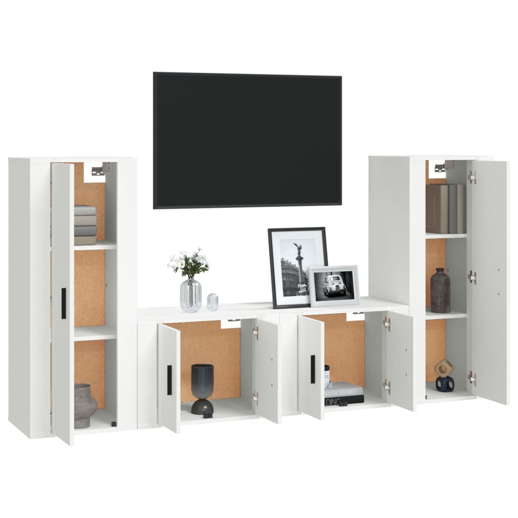 vidaXL Ensemble de meubles TV 4 pcs Blanc Bois d'ingénierie