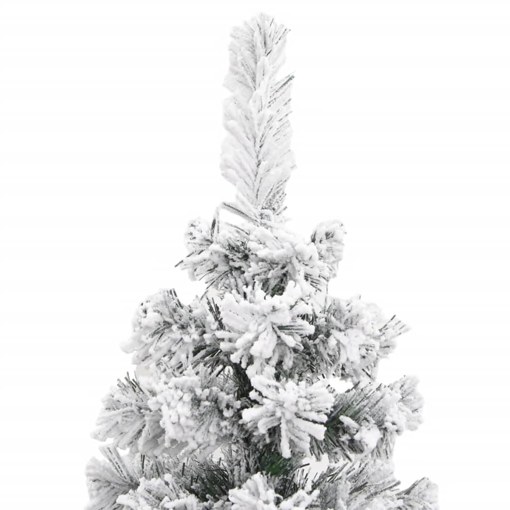 vidaXL Sapin de Noël artificiel mince flocon de neige vert 210 cm PVC