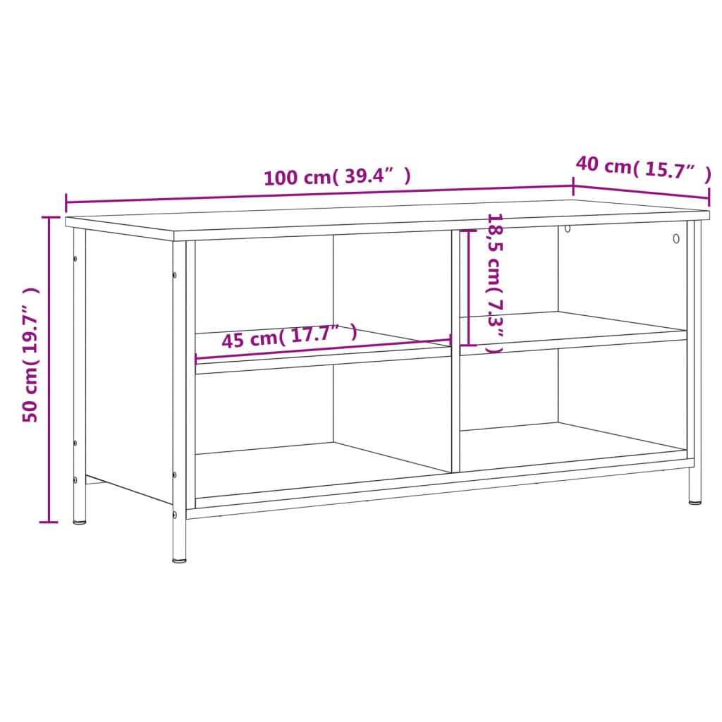 vidaXL Meuble TV Sonoma gris 100x40x50 cm Bois d'ingénierie