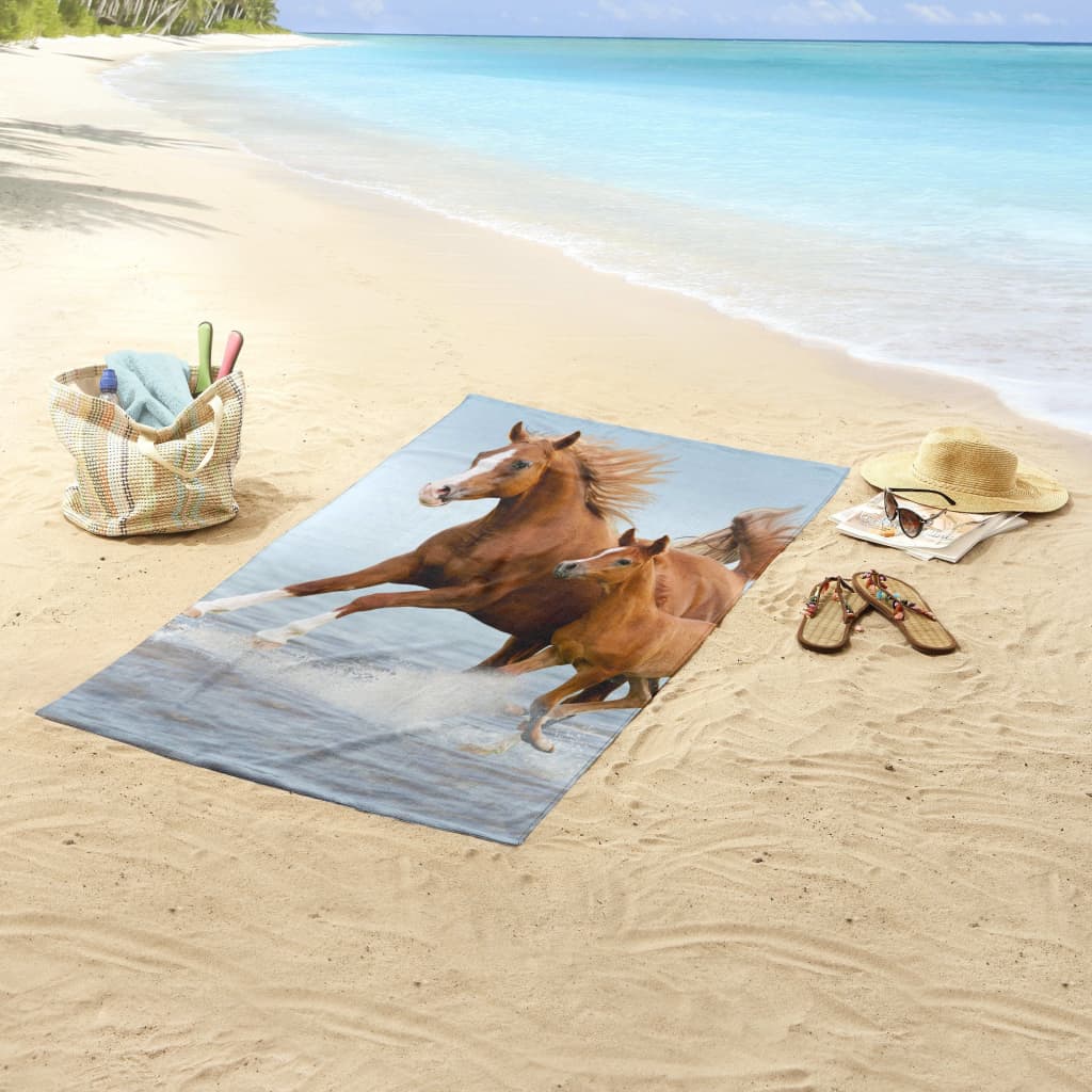 Good Morning Serviette de plage FREE 75x150 cm Marron et bleu
