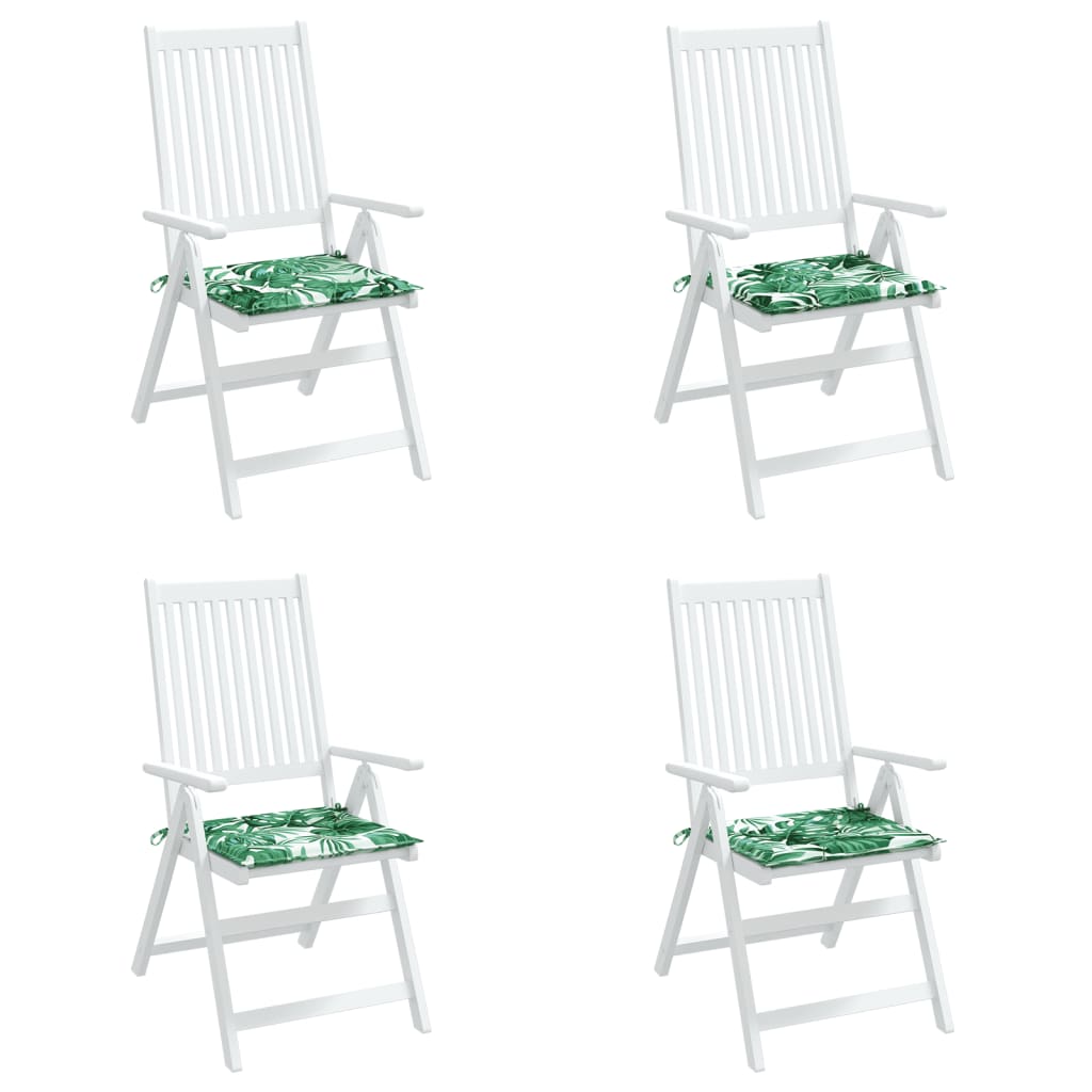 vidaXL Coussins de chaise lot de 4 motif de feuilles 40x40x3 cm tissu