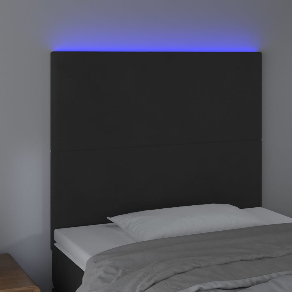 vidaXL Tête de lit à LED Noir 100x5x118/128 cm Velours