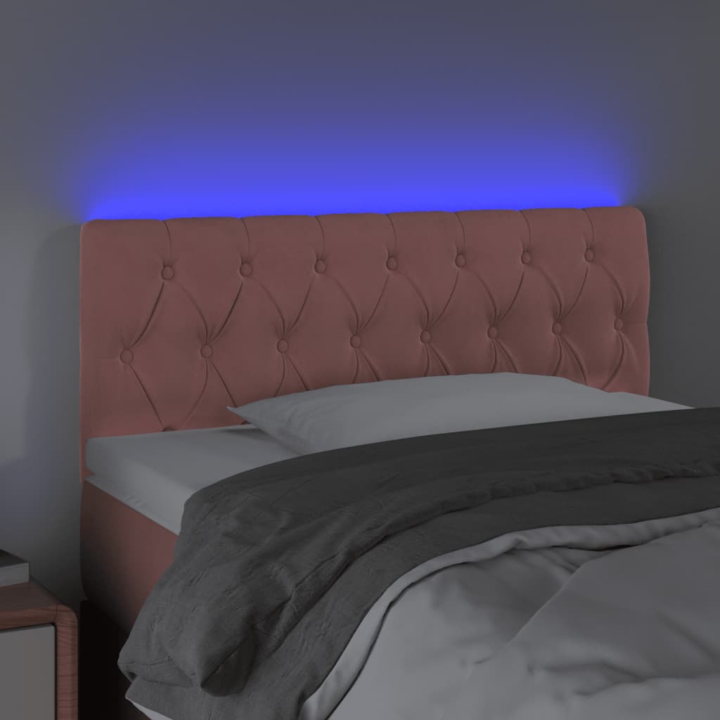 vidaXL Tête de lit à LED Rose 100x7x78/88 cm Velours