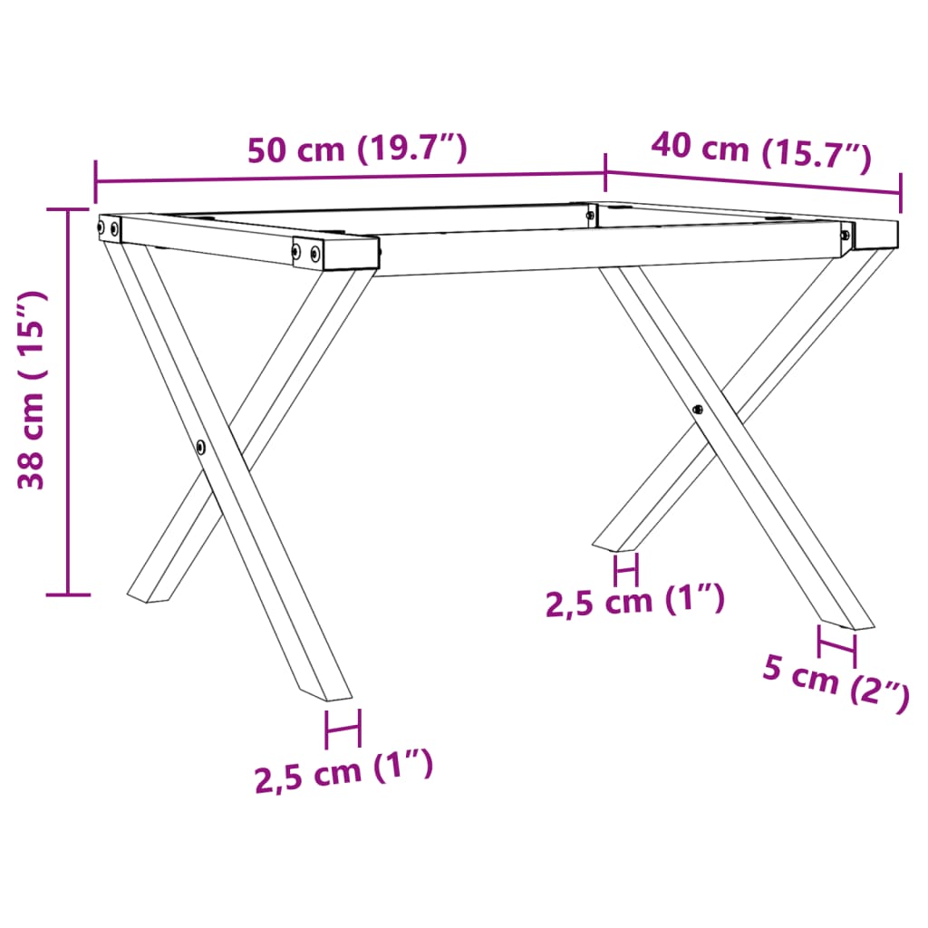 vidaXL Pieds de table basse cadre en X 50x40x38 cm fonte