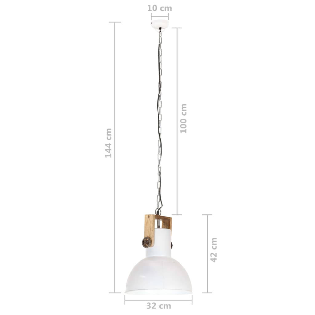 vidaXL Lampe suspendue industrielle 25 W Blanc Rond Manguier 32 cm E27