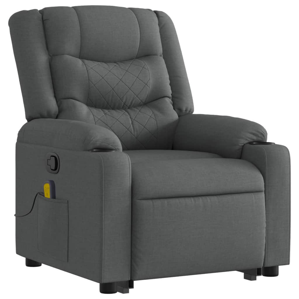 vidaXL Fauteuil de massage inclinable Gris foncé Tissu